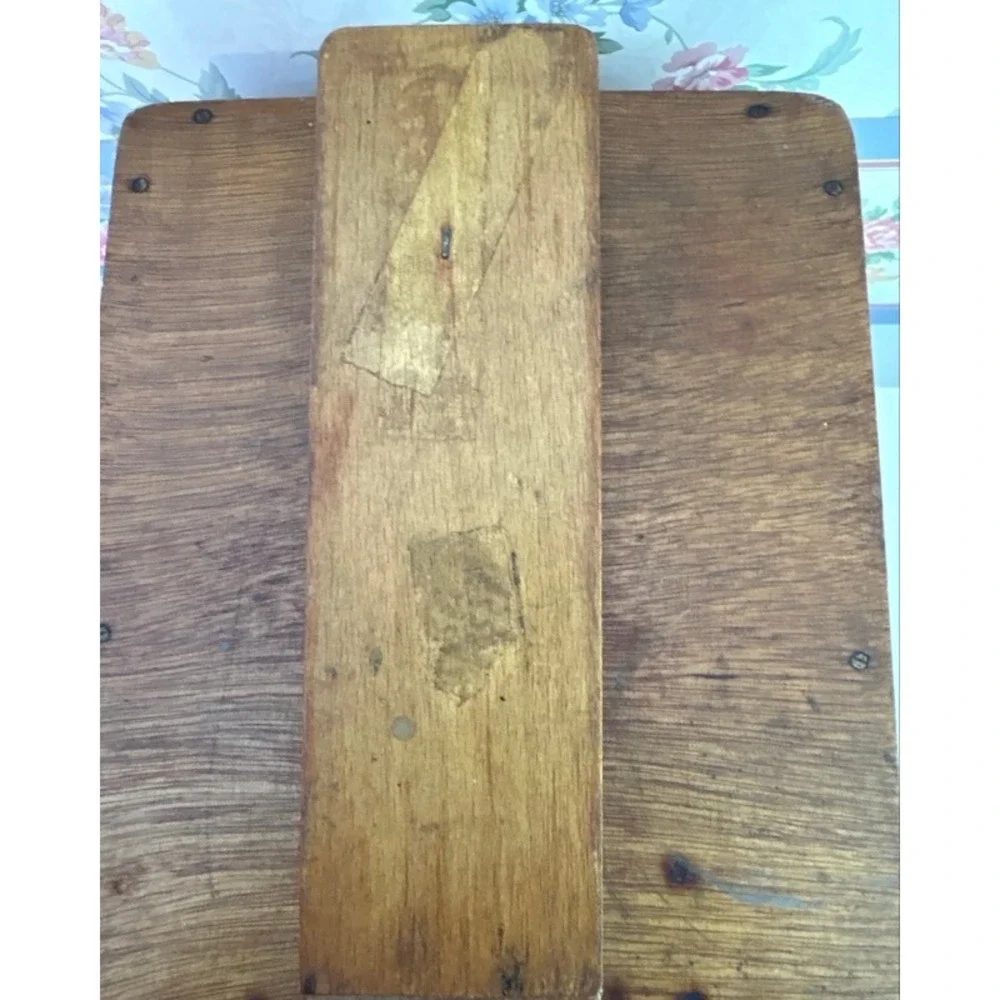 Vintage Handmade Wooden Shoe Shine Valet Box Slanted Footrest Storage Chest